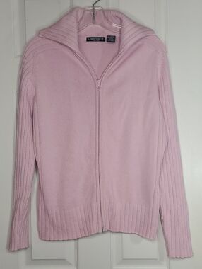 Contact Pink Zip Front Cardigan Sweater Women's Size XL